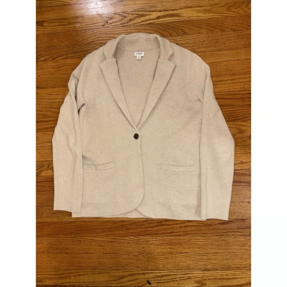 Theory Beige Single-Button Knit Blazer